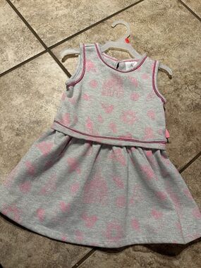 Disney Gray & Pink Castle-Print Sleeveless Knit Dress